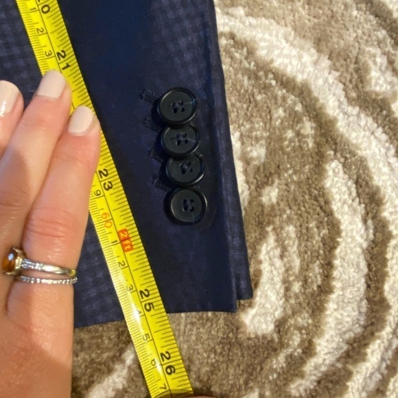 Z Zegna Men’s Blazer Sport Coat Blue Size 50R Degraded Check Linen Cotton - Picture 6 of 10